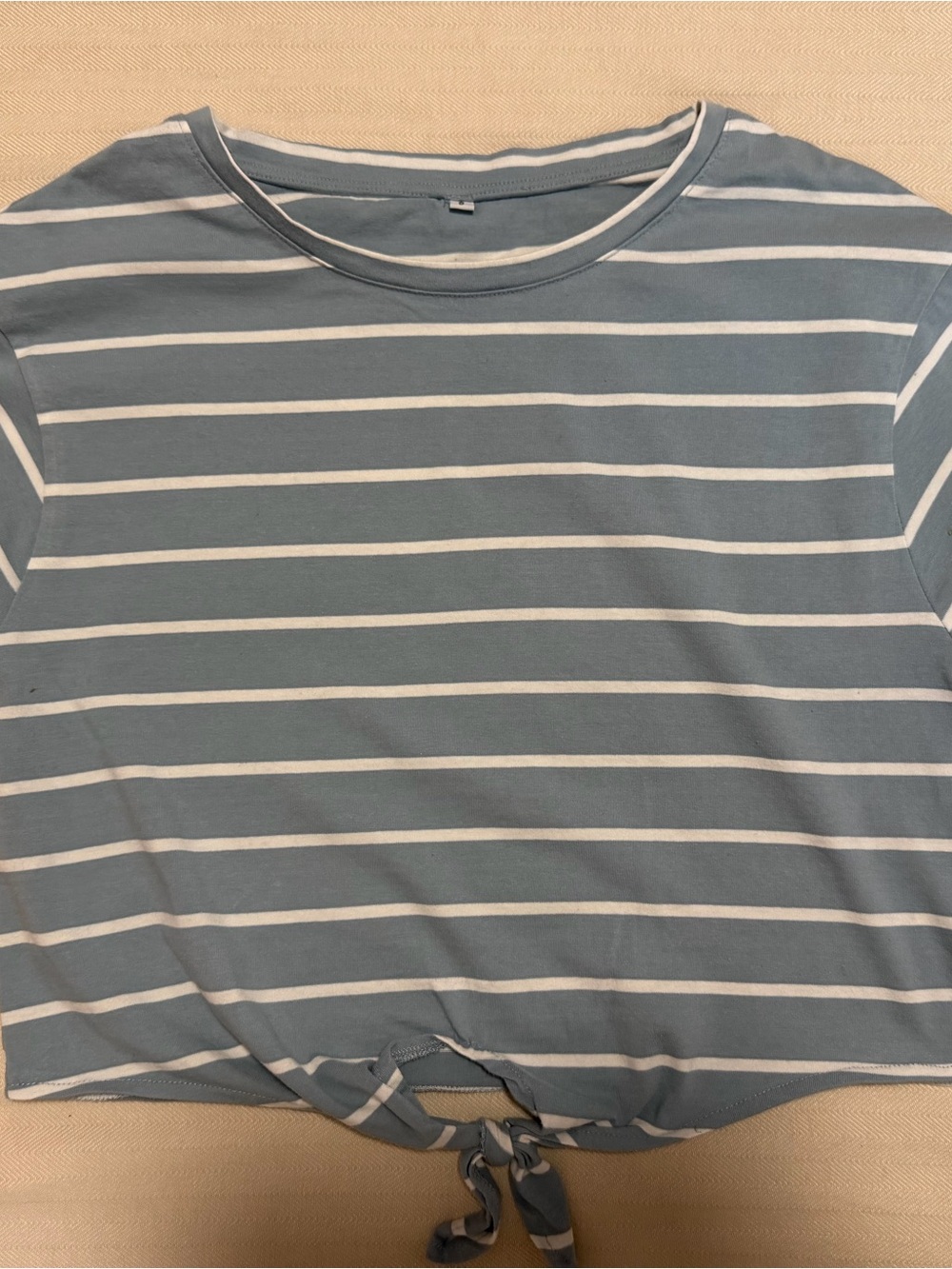 Striped Blue & White Tie-Hem Crop Top